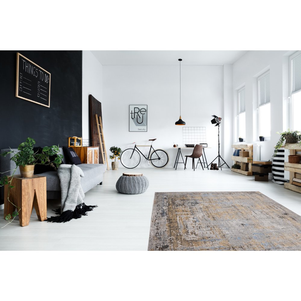 LAVIN ADARA T2260 | Tapete Decorativo para Habitación Hotel Moderno | Tonos Gris + Verde + Oro | Rasurado | Varias Medidas | Rectangular | Interior - T2260-60 x 90 - LAVIN - NOGAL BEAT -